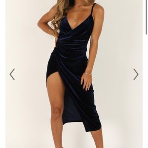 Brand new navy velvet dress